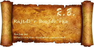 Rajtár Boglárka névjegykártya